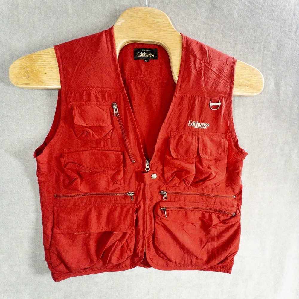 Edelweiss Outdoors Red Gilet Utility Vest Hiking Fishing Mens Medium